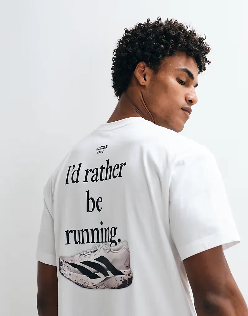 Беговая футболка Adidas с принтом evo на спине, белый — фото 4