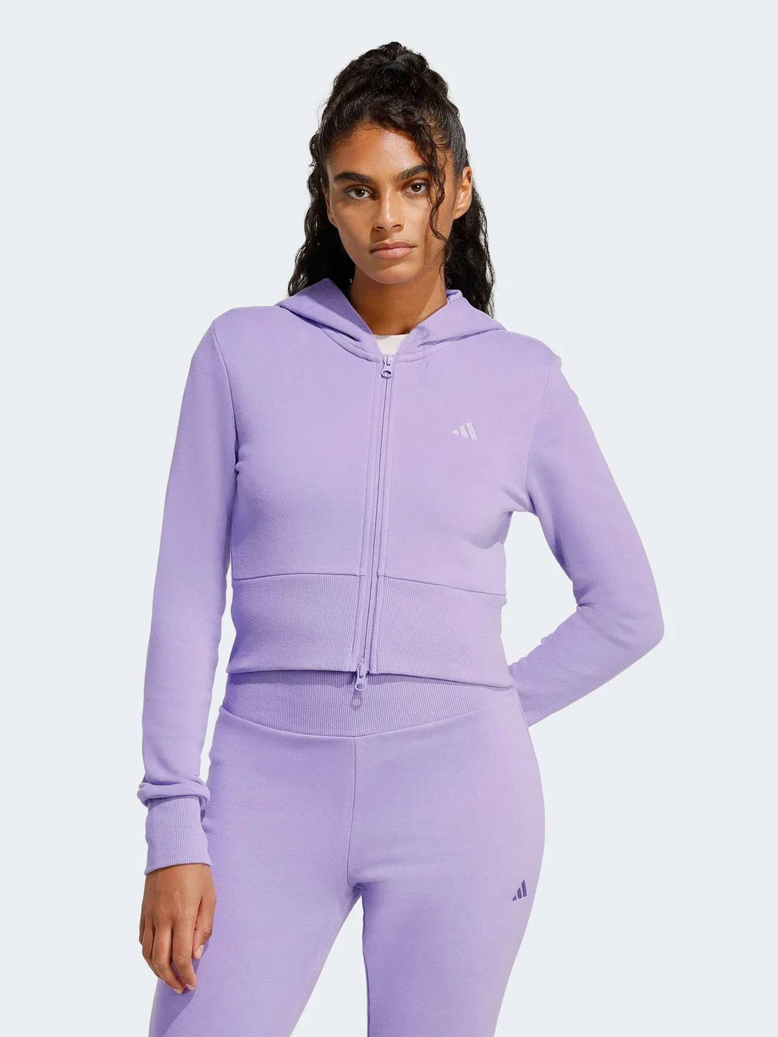 Толстовка с капюшоном French Terry Full-Zip adidas, фиолетовый