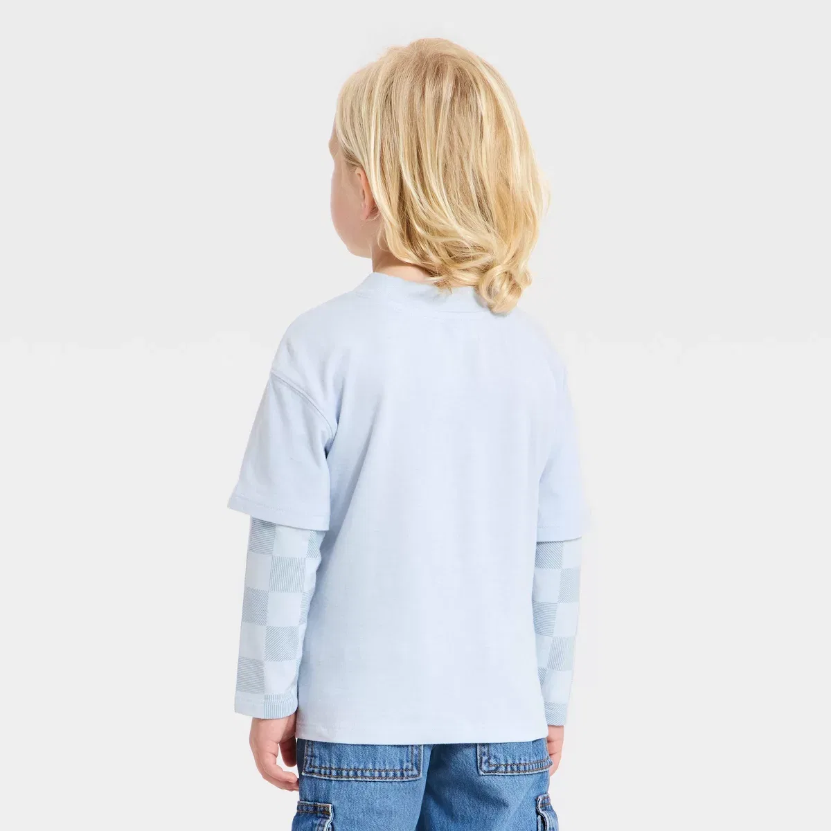 Детское футболка-двойка с длинным рукавом Oversized 2-Fer Long-Sleeve T-Shirt INFANT/TODDLER BOY, Blue — фото 3