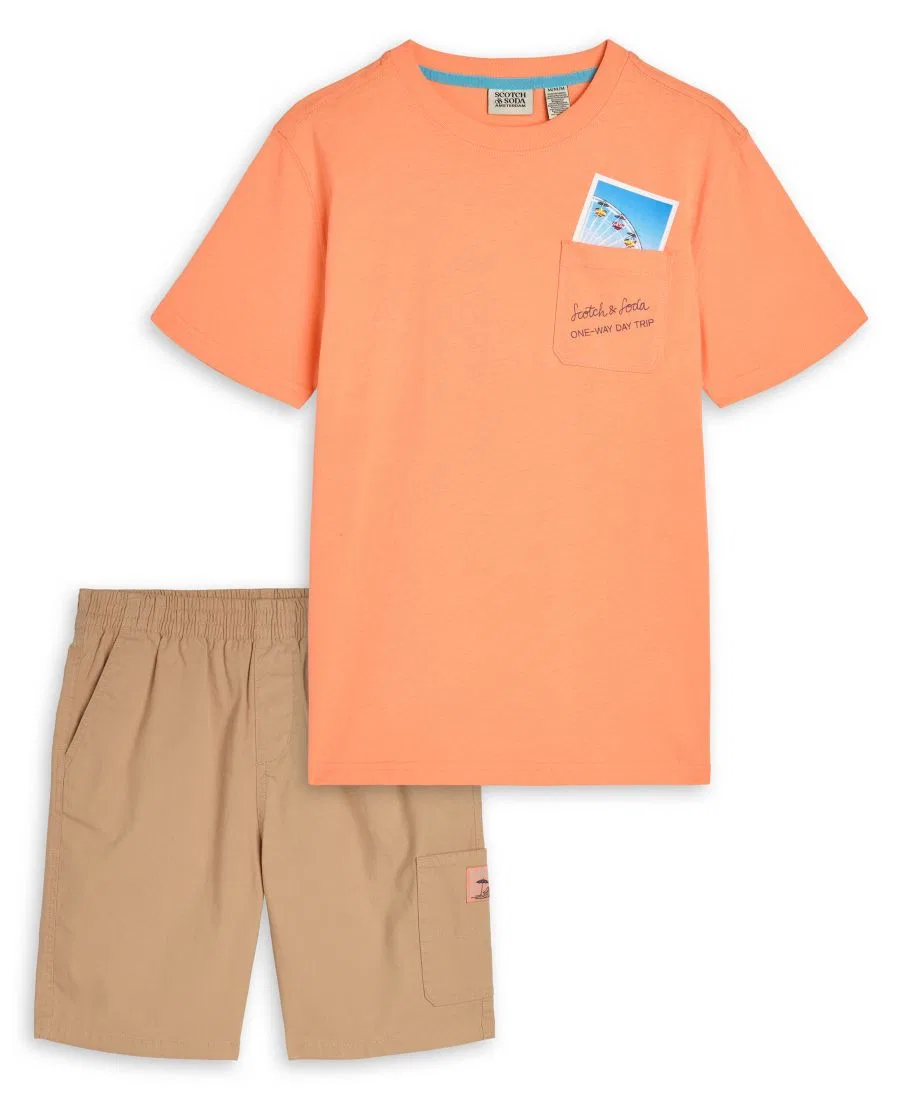 Комплект из футболки и шорт с принтом, модель 4-7 SCOTCH & SODA, Papaya Punch