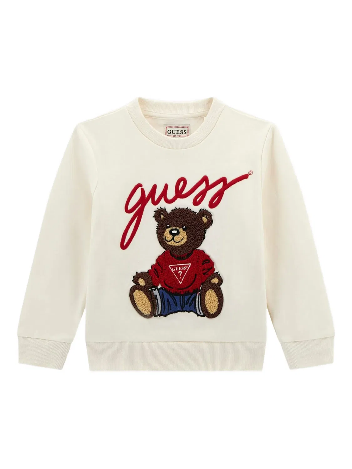 GUESS Свитшот с вышивкой мишки белый
