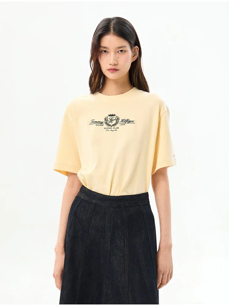 Футболка с вышивкой Varsity Logo TOMMY HILFIGER, Beige