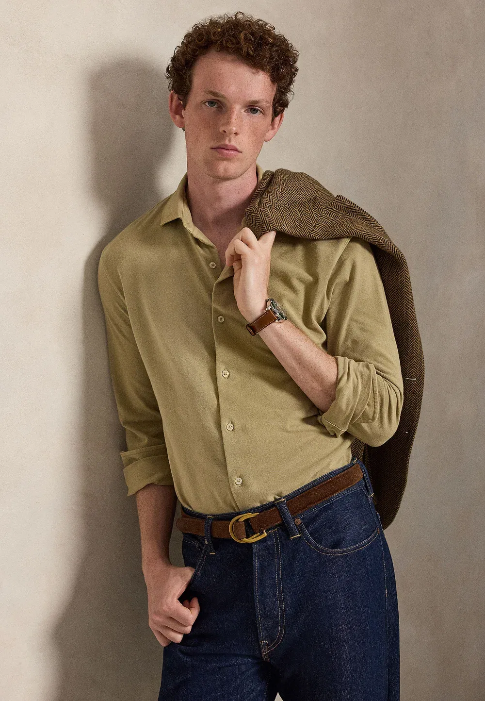 Полулегкая рубашка - рубашка Polo Ralph Lauren, Khaki — фото 4