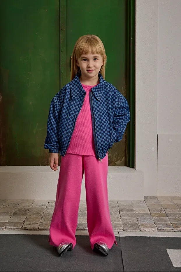 Детская куртка для девочек джинсовая бомбер Fahhar Kids, Dark Blue