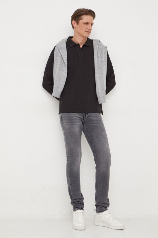 

Футболка с длинными рукавами, хлопок Calvin Klein Jeans, черный