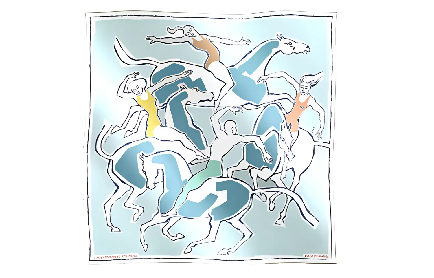 

Шёлковый платок женский светло-голубой HERMES