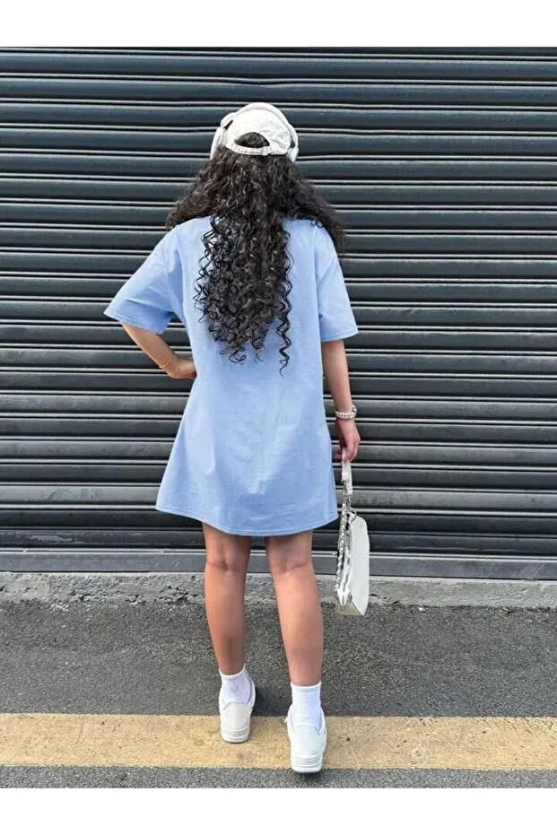 Детское платье-футболка для девочек с принтом Girl'S Baby Blue Los Angeles Printed T-Shirt-Dress Morning Kids, Bebeblue — фото 4