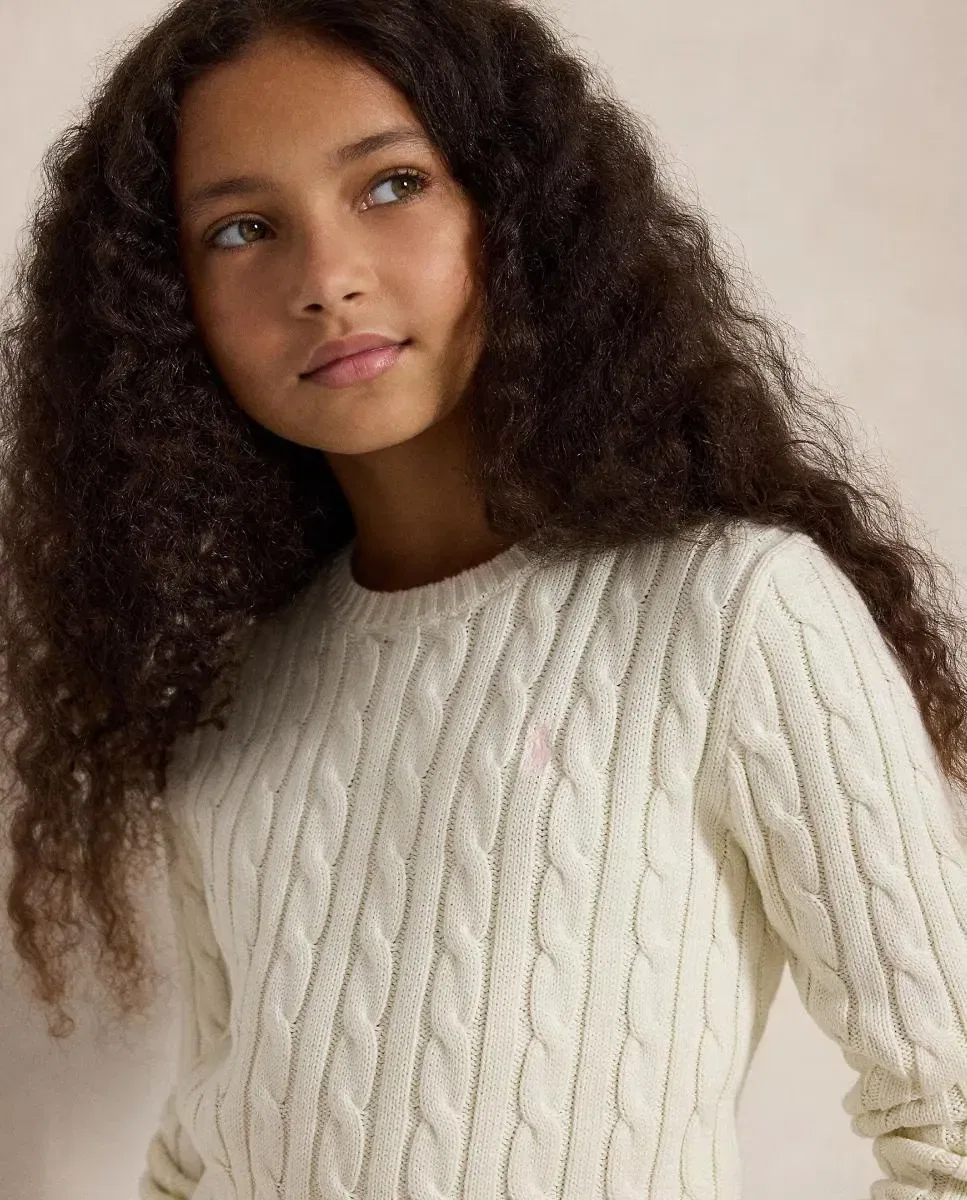 Детский джемпер для девочек хлопковый Polo Ralph Lauren, Blanco — фото 3