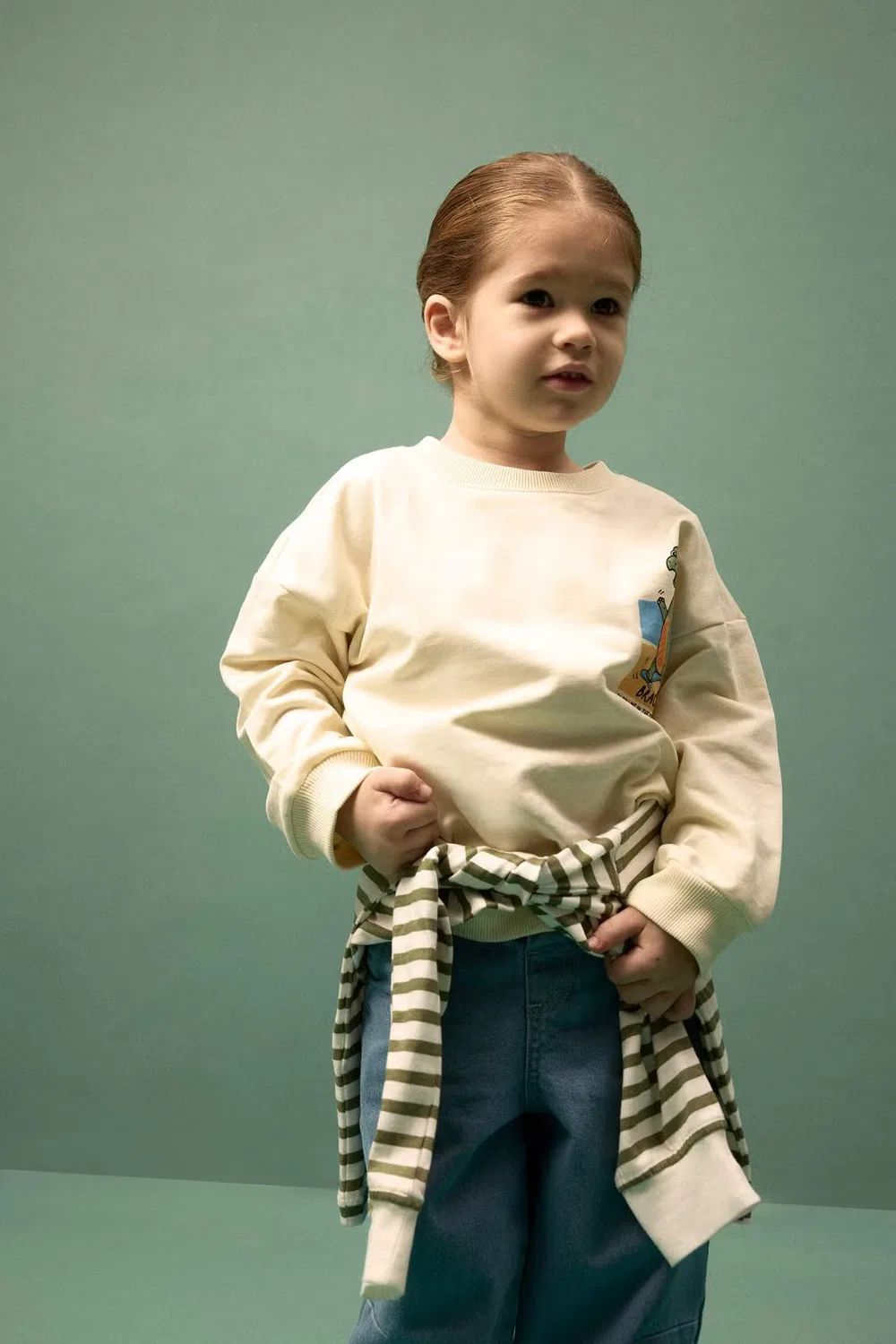 Свитшот оверсайз с принтом животного на спине Baby Boy Back Print Defacto, экрю — фото 2