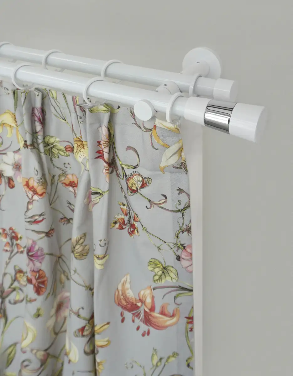 

Карниз для штор GARESA "БЕЛЫЙ", 2 направляющие, желаемая длина, комплект для штор, выдвижной, настенный монтаж, концевая кнопка в 2 цветах 400 см, Ø 20 мм, белый