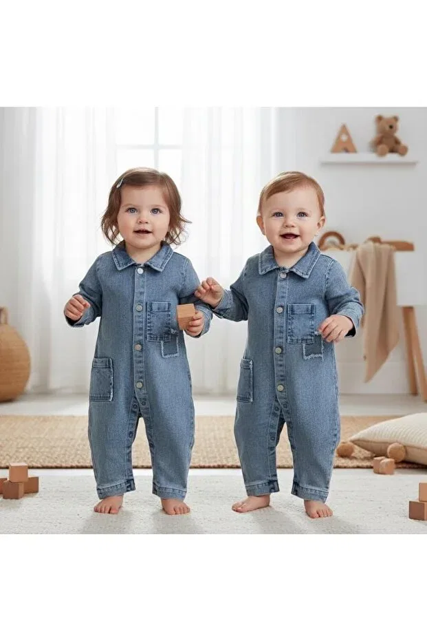 Детский джинсовый комбинезон с длинным рукавом Altintaş Baby, Jeans — фото 4