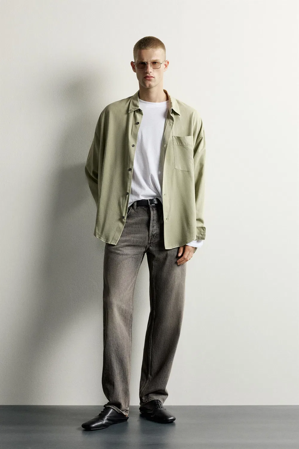 Свободная футболка свободного кроя ZARA, Green