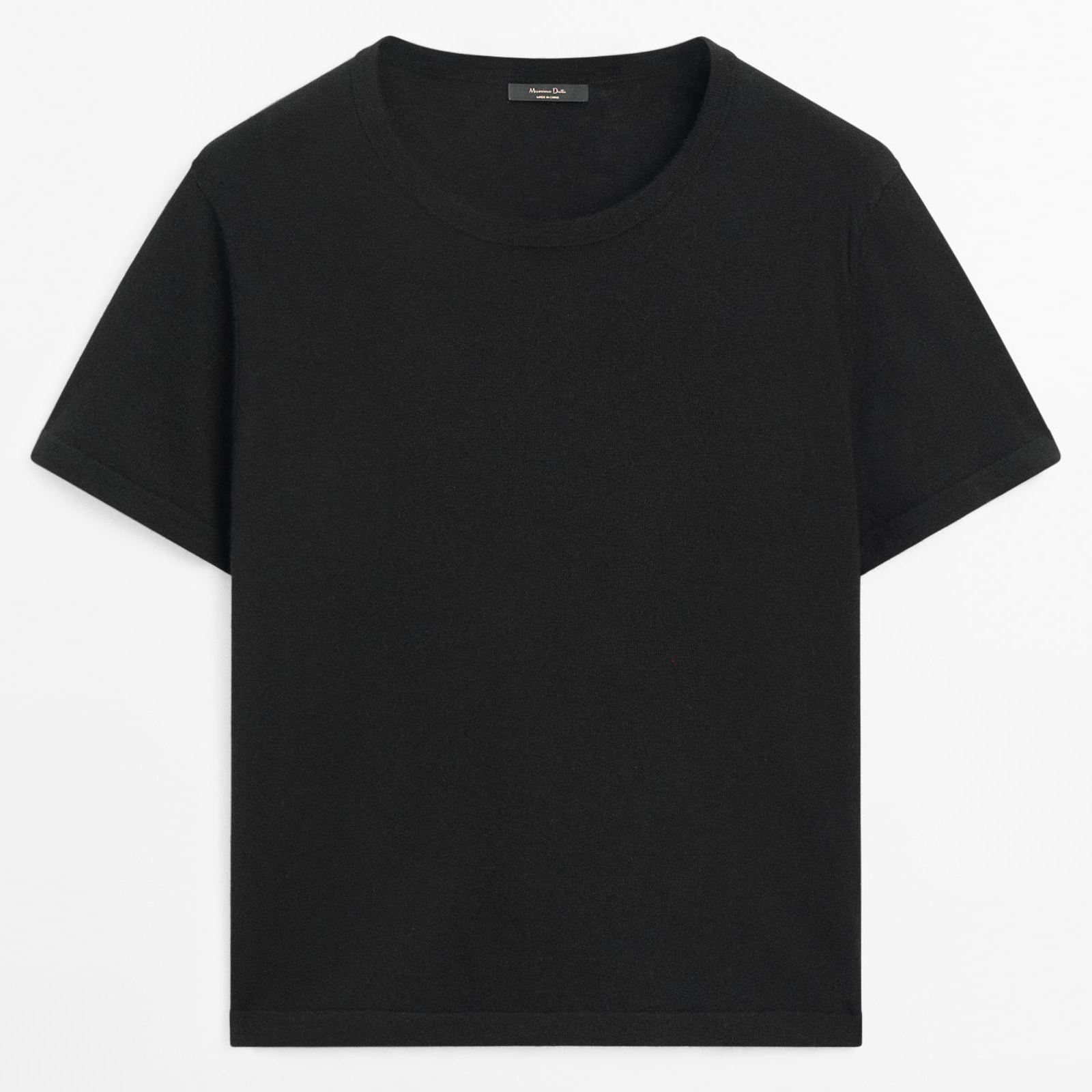 

Свитер с короткими рукавами и круглым вырезом Massimo Dutti, черный