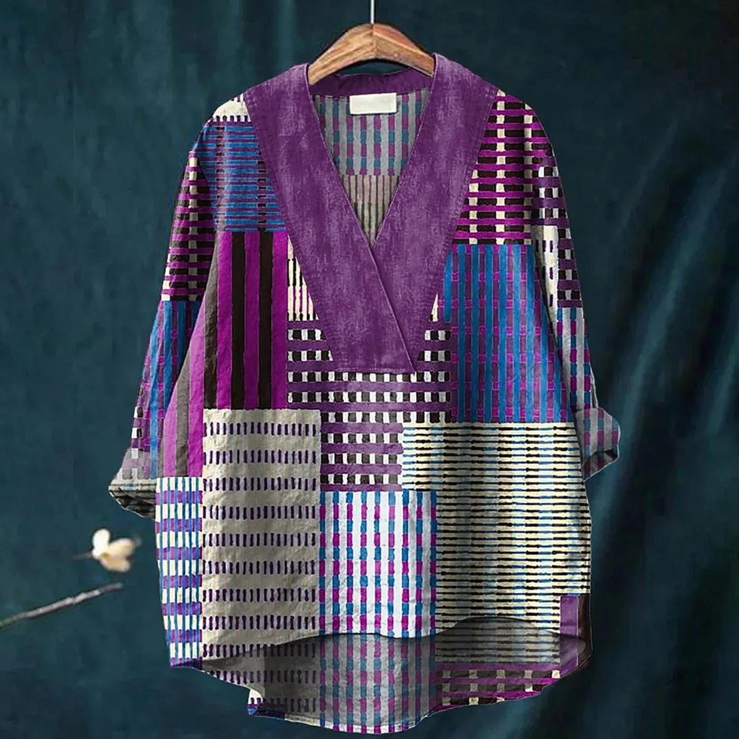 Женская блуза с принтом Small Western Casual Layered, Purple-e — фото 2