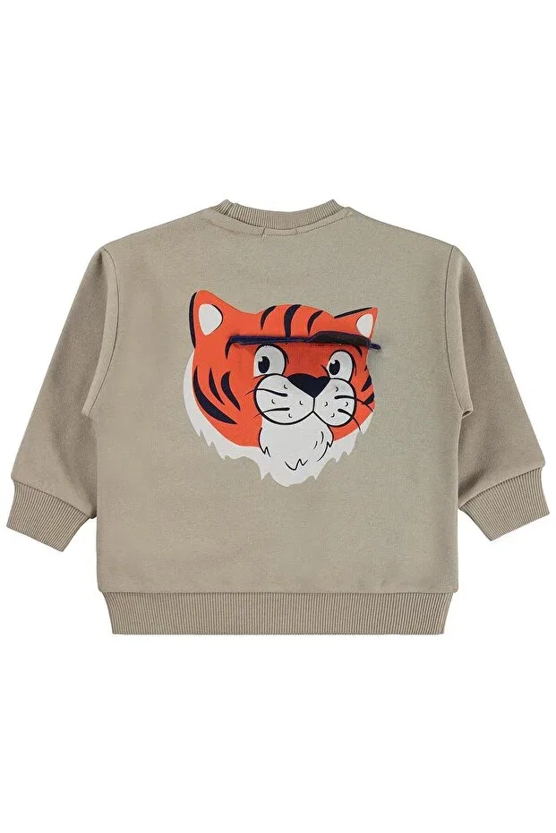 Детские свитшот для мальчиков с принтом Tiger print-embroidered Civil Boys, Taupe — фото 2