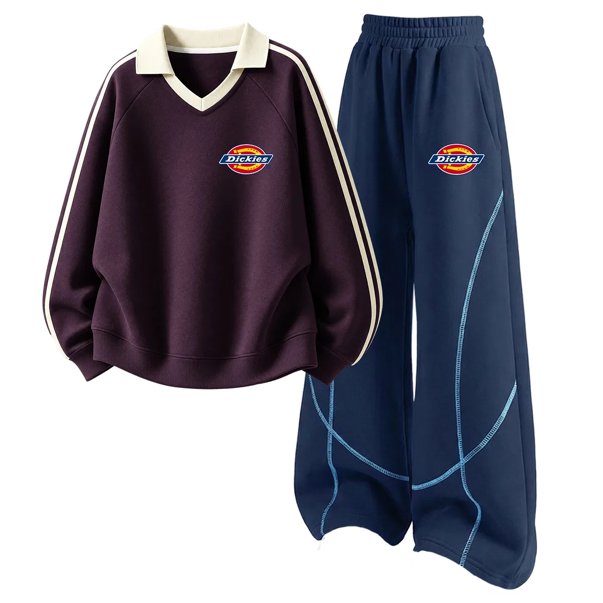 Детский комплект из футера с поло и брюками Dickies, Berry Purple/Navy Blue