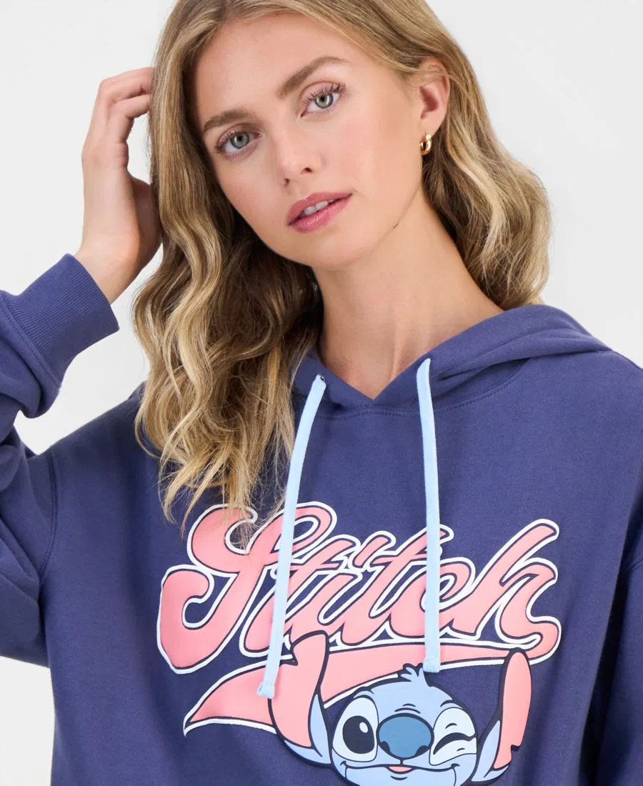 Худи с принтом Stitch, модель Juniors' Stitch Graphic Hoodie Disney, Navy Blazer — фото 3