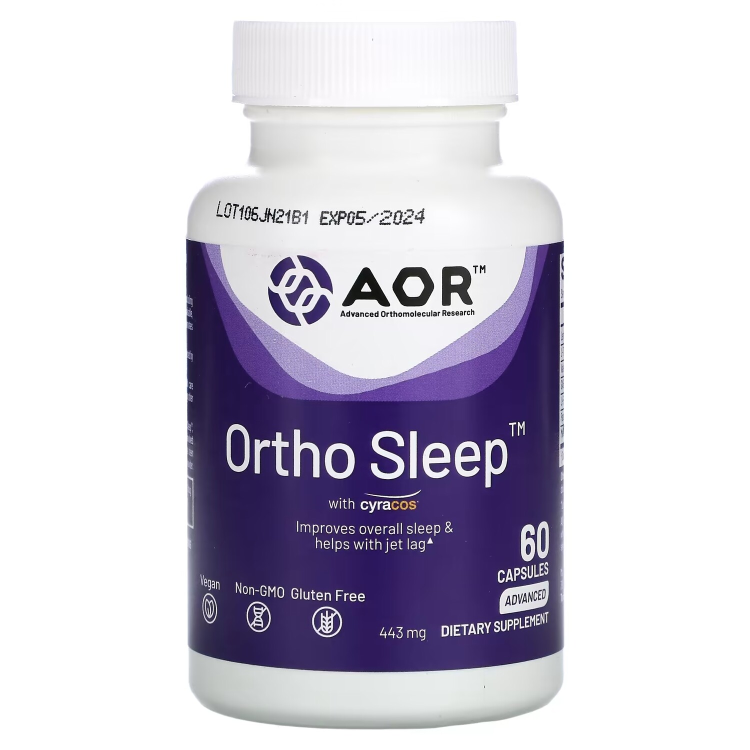 

Добавка Advanced Orthomolecular Research AOR Ortho Sleep with Cyracos, 60 вегетарианских капсул