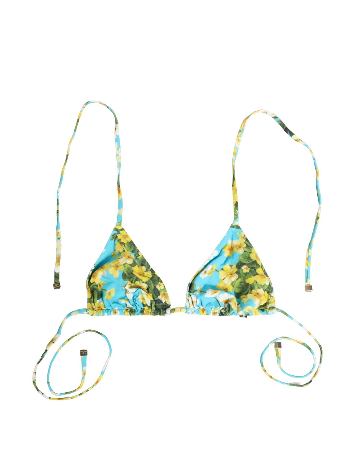 Женский топ бикини с цветочным принтом на завязках Blue Floral Print Dolce & Gabbana, Blue — фото 2