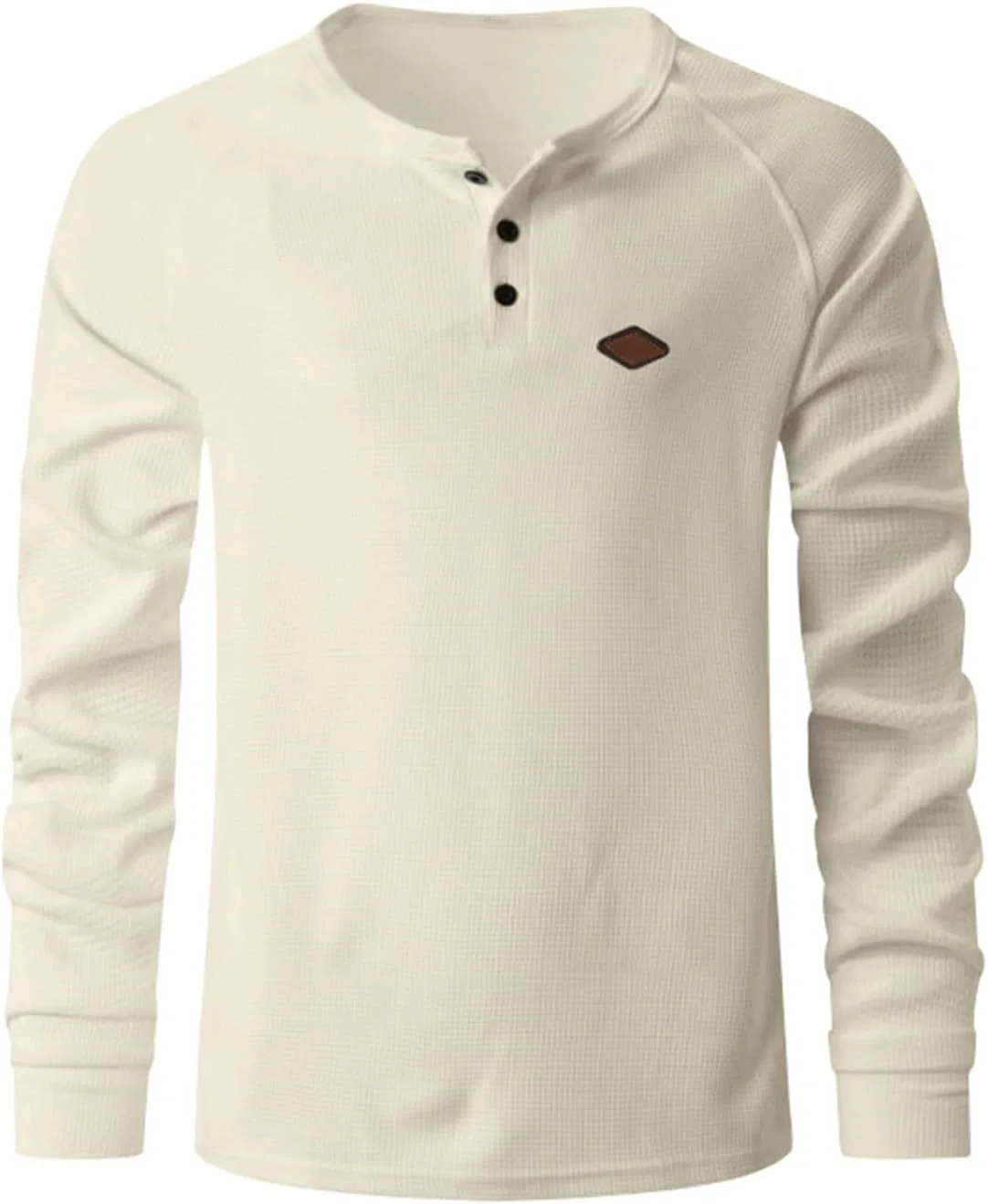 Мужская футболка-поло с вафельным трикотажем Henley, Beige — фото 3