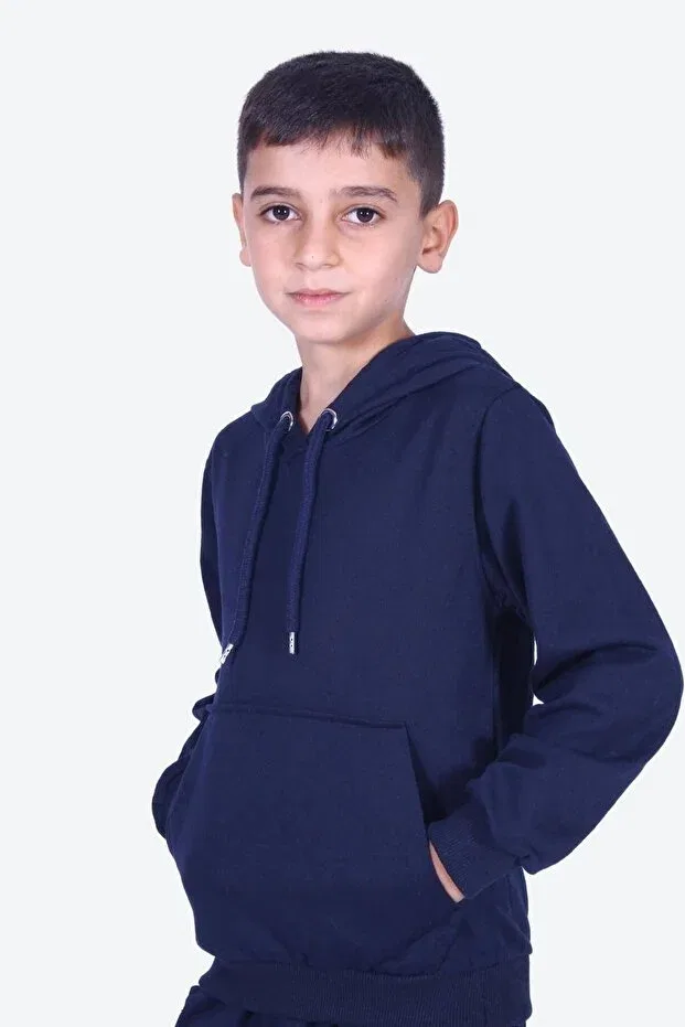 Детское худи с капюшоном с карманом-кенгуру Ya Ko Kids, Navy Blue