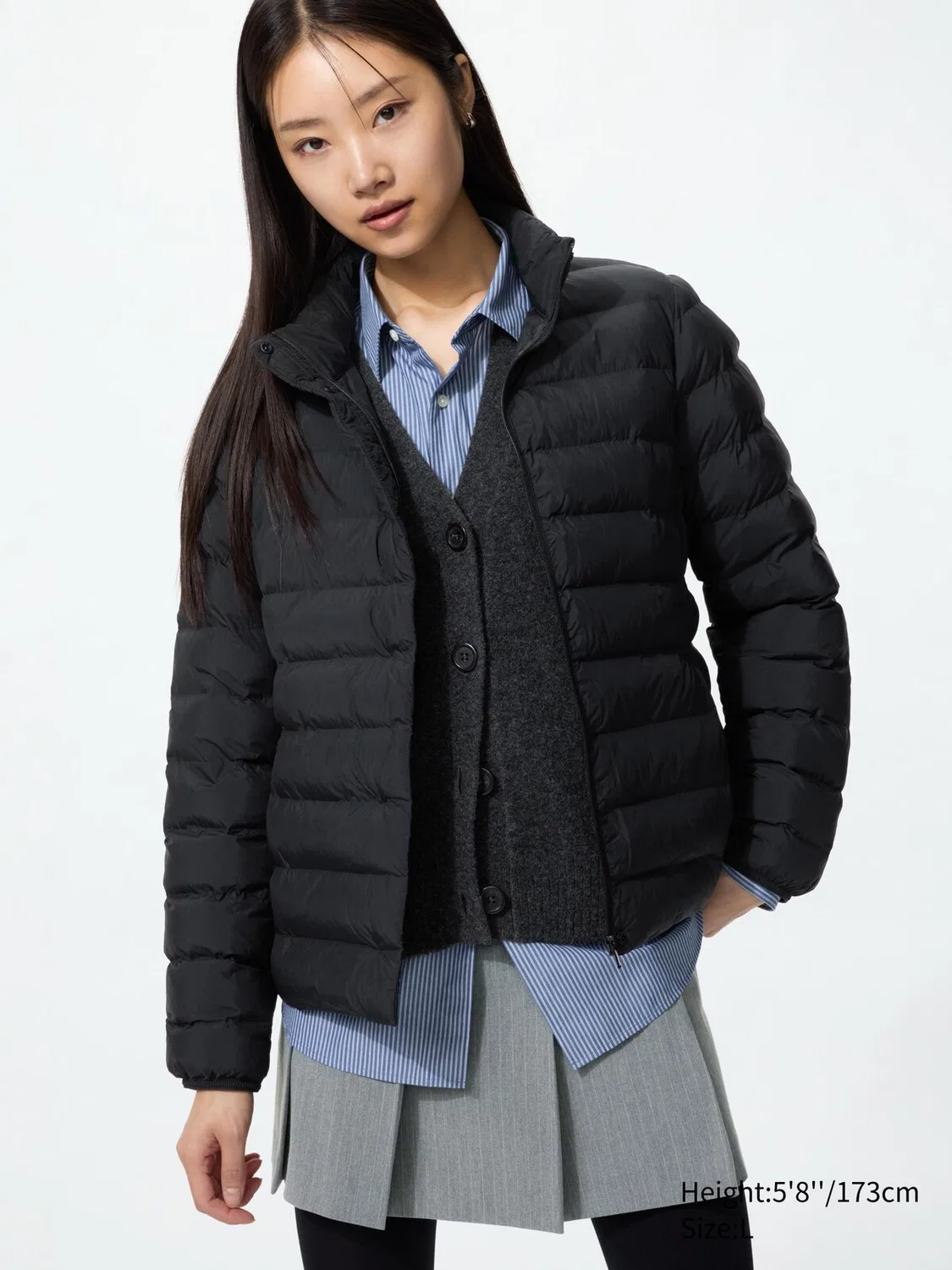 Куртка Pufftech Uniqlo, для повседневной носки, черный