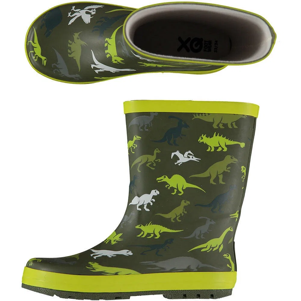 Детские сапоги резиновые с принтом Dino Xq Footwear, Grun