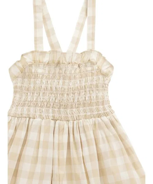 Детский комбинезон с принтом Gingham Pale Khaki JAMIE KAY, Light Beige — фото 4