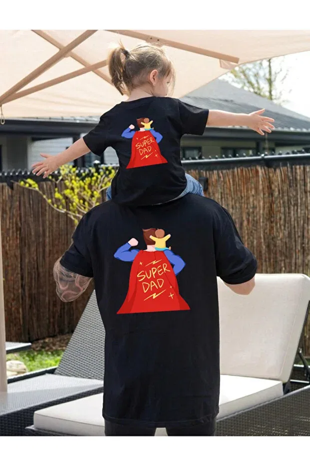 Детская футболка оверсайз с принтом Father'S day, special day, father - son/daughter Lorvex, Black