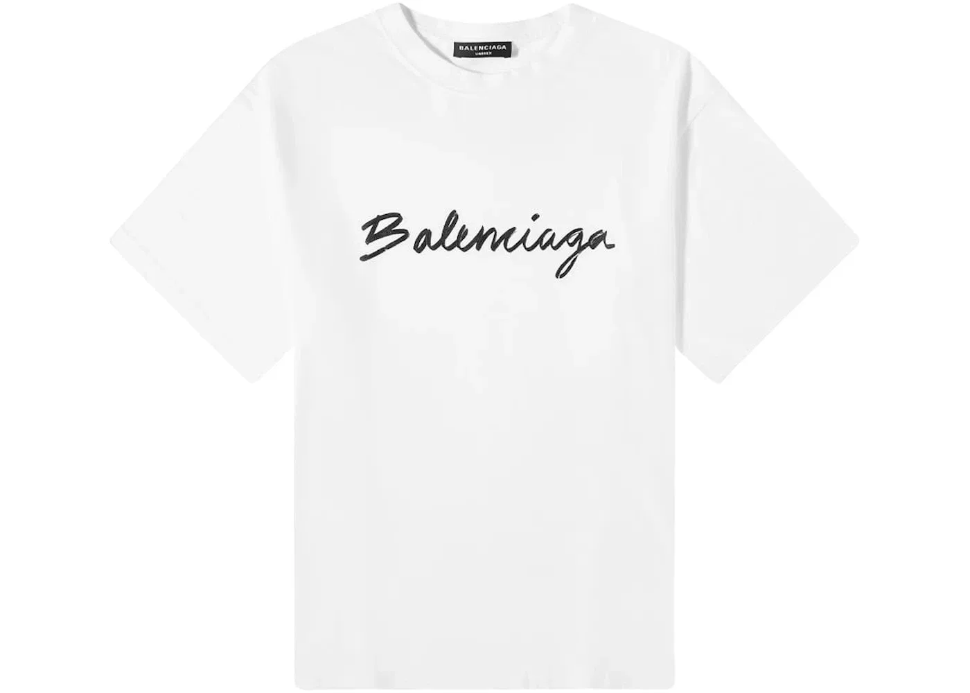 Мужская футболка с принтом Script Logo Balenciaga, White/Black