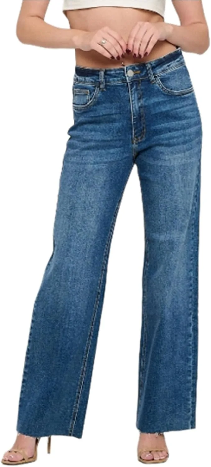 

Женские джинсы с высокой талией и широкими штанинами — винтажный потертый деним для повседневной носки LOVER BRAND FASHION