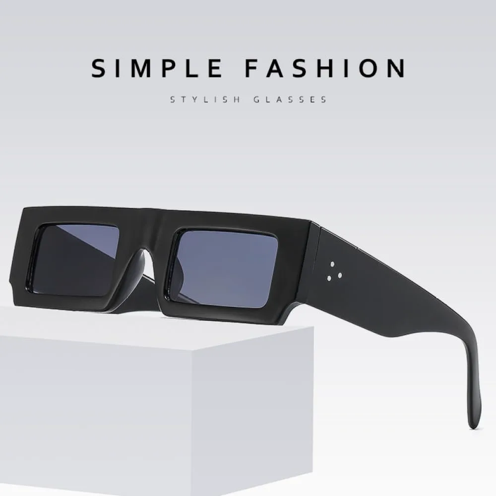 

Маленькие прямоугольные солнцезащитные очки для мужчин и женщин, яркие зеленые солнцезащитные очки, дорожные очки, винтажные очки с заклепками, ретро-очки MTZJH, Blue