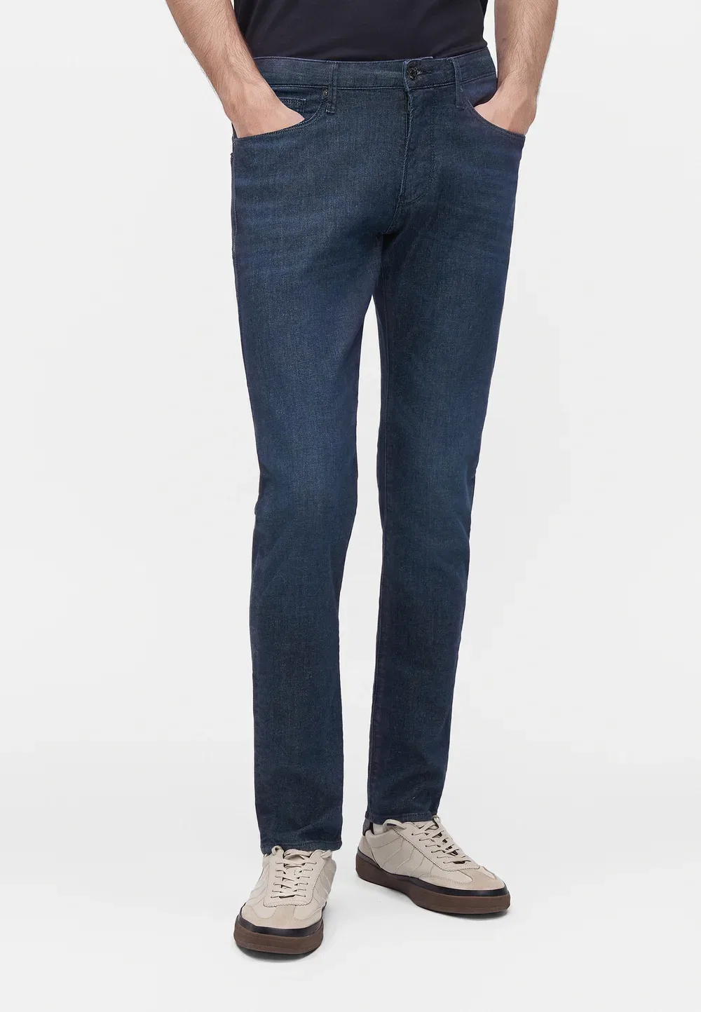 Брюки с карманами - джинсы зауженного кроя Emporio Armani, Medium Blue Denim