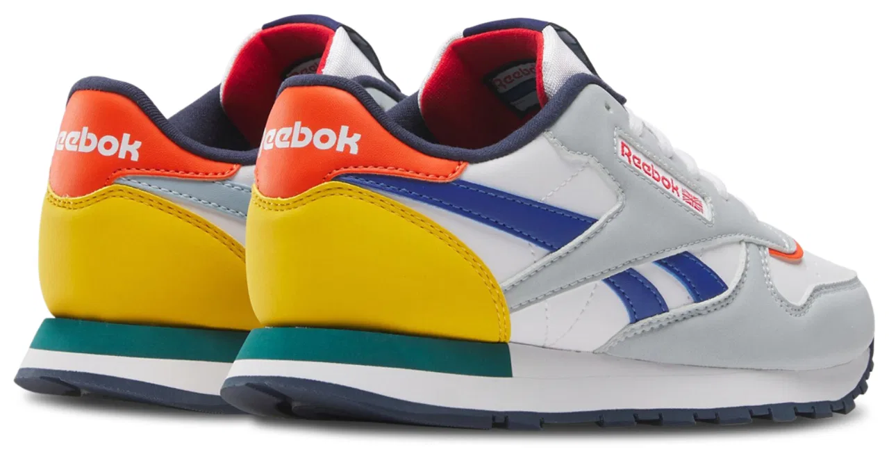 Кроссовки для мальчиков Classic Leather Reebok, цвет Moon/Vector Navy/Vector Red — фото 2