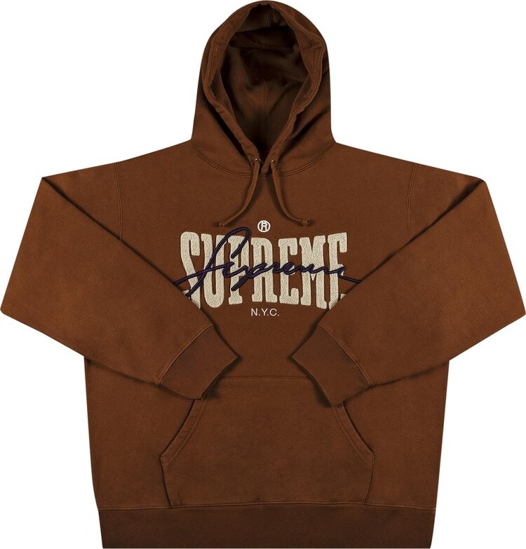 

Толстовка Supreme Embroidered Chenille Hooded Sweatshirt 'Brown', коричневый
