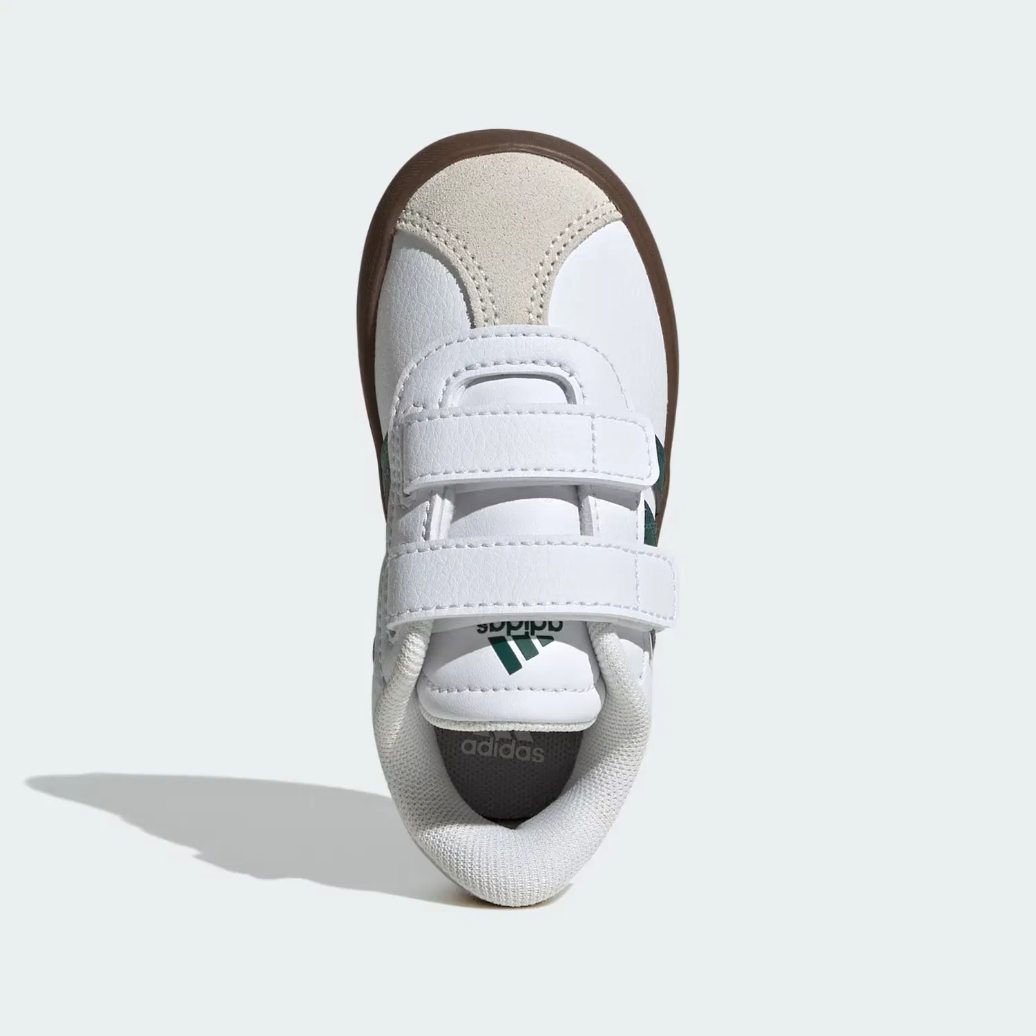 Детские кроссовки на липучках VL Court 3.0 Adidas Sportswear, Cloud White/Collegiate Green/Gum — фото 2
