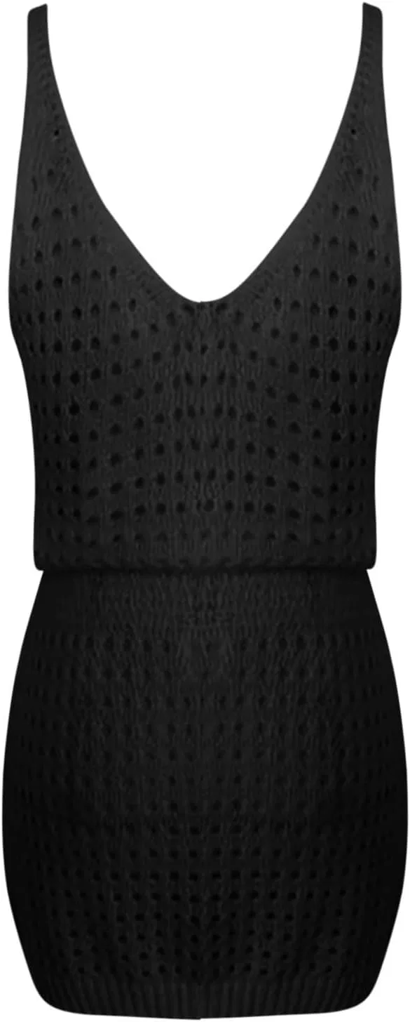 Женская пляжная накидка с вязаным узором, Black — фото 4