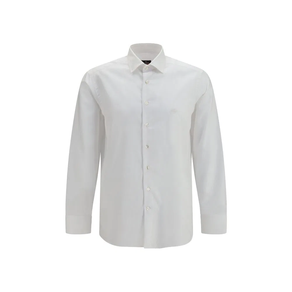 Мужская рубашка с длинным рукавом White Cotton Dress Shirt Etro, White