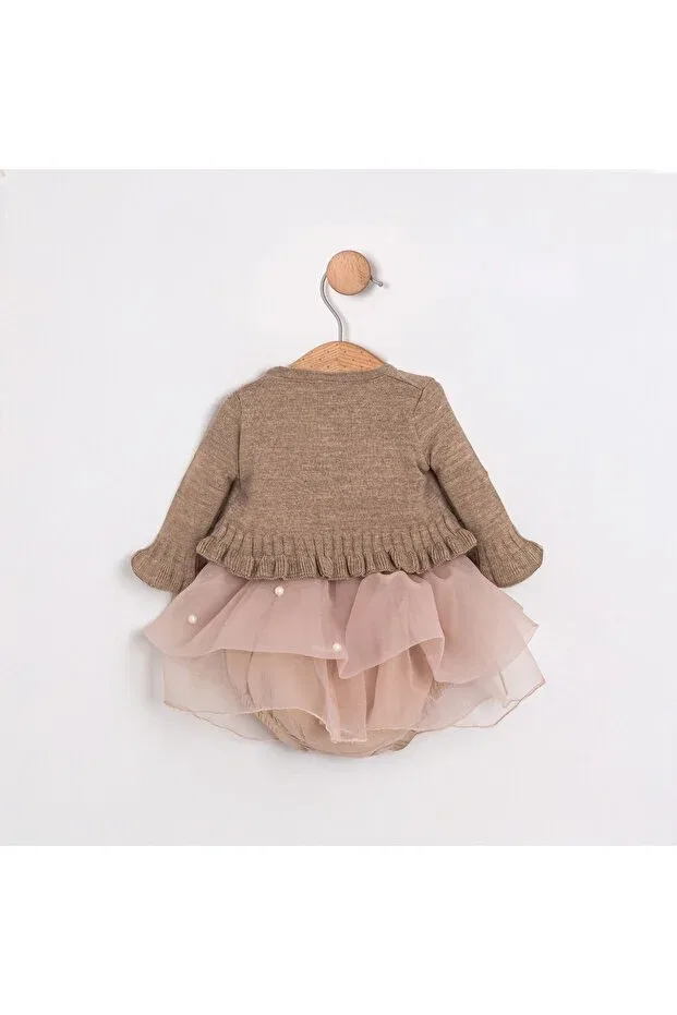 Детский комплект кардигана и юбки-пачки 3 предмета Monica Ministok, Beige — фото 4