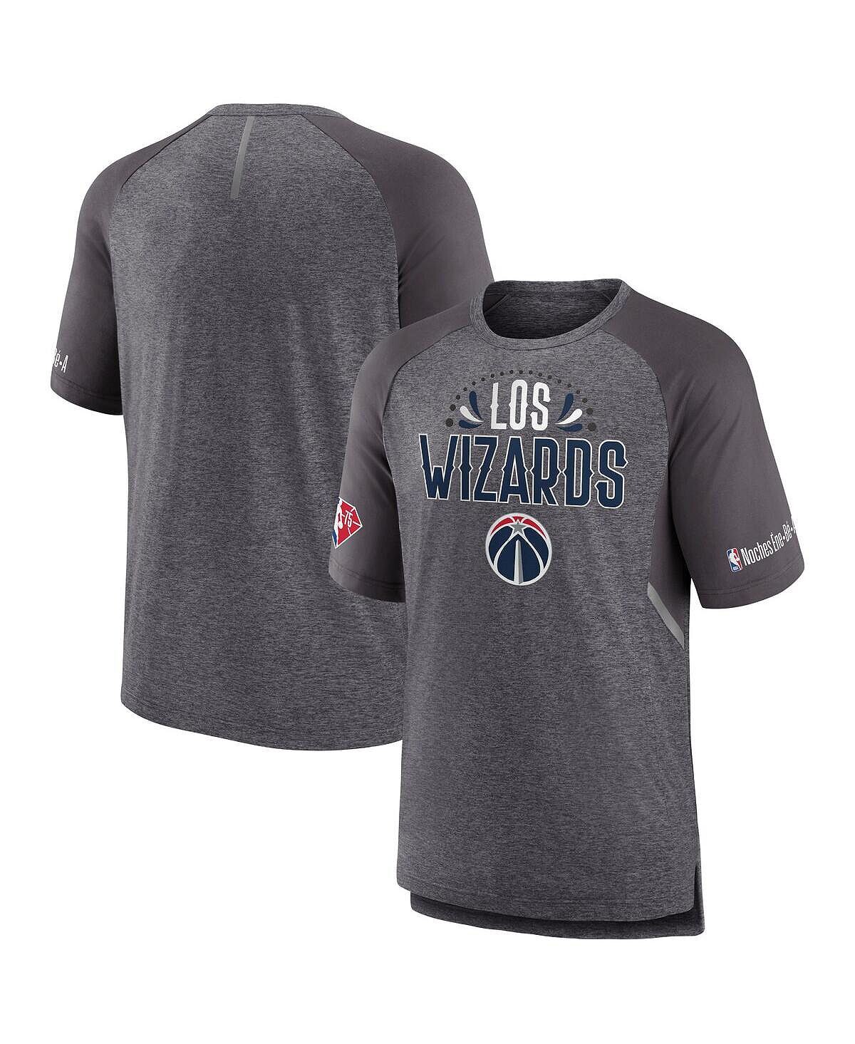 

Мужская фирменная футболка washington wizards 2022 noches ene-be-a core shooting raglan с меланжевой серой отделкой Fanatics, мульти
