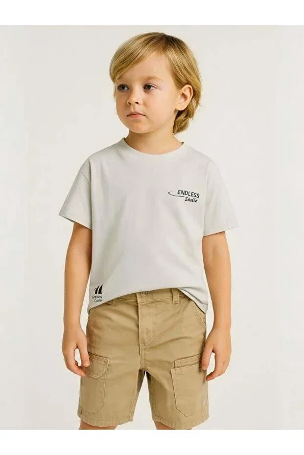 Детские шорты для мальчиков хлопковые Zekids, Beige — фото 2