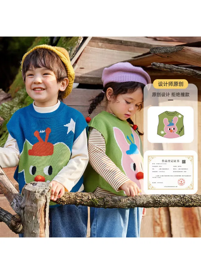 Жилет детский вязаный с кардиганом Doodle Home, зеленый — фото 3