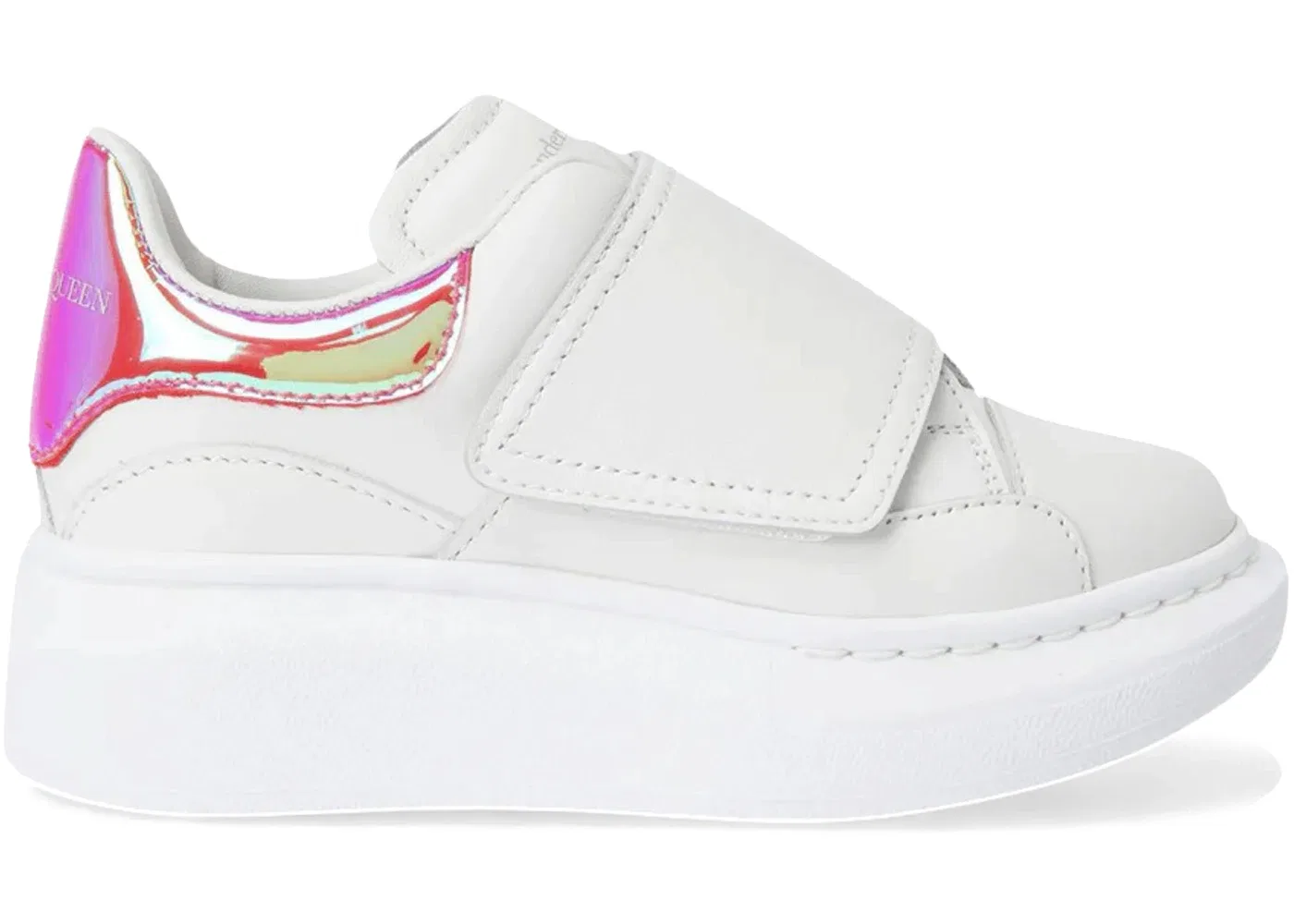 Детские кроссовки с ремешком Alexander McQueen Oversized Grip-Strap, White/Pink/Multi-Color