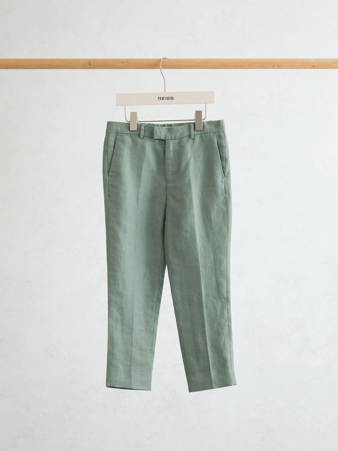 Брюки Reiss Atlantic, льняные, зауженные, зеленые Reiss — фото 2