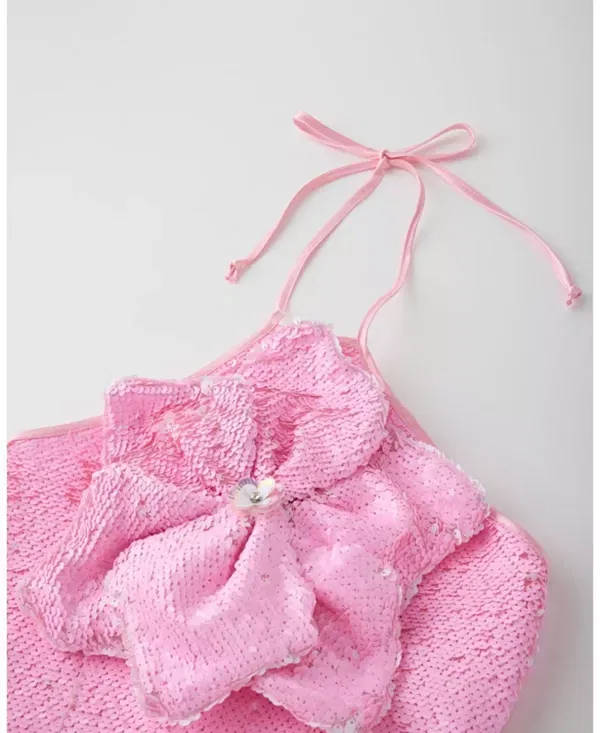 Детское платье для девочек с пайетками Valery Sequin Mini Dress Marlo Kids, розовый — фото 3