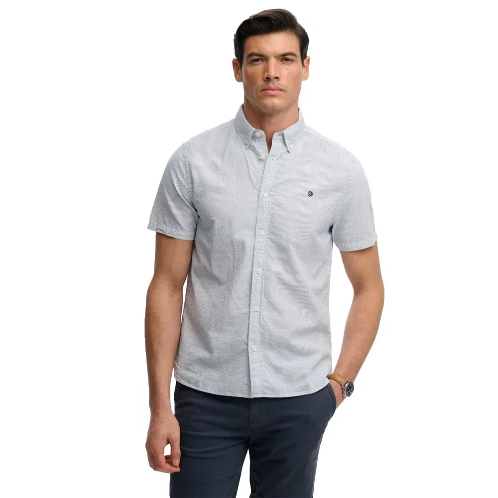 Рубашка с коротким рукавом Classic Seersucker Superdry, синий