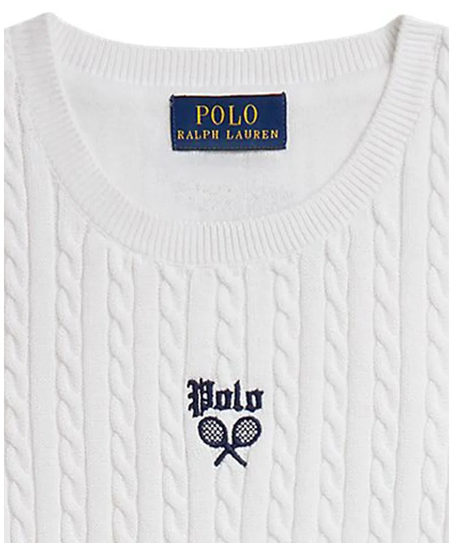 Платье-трапеция без рукавов US Open Sleeveless Sweater Dress Polo Ralph Lauren, Ceramic White — фото 3