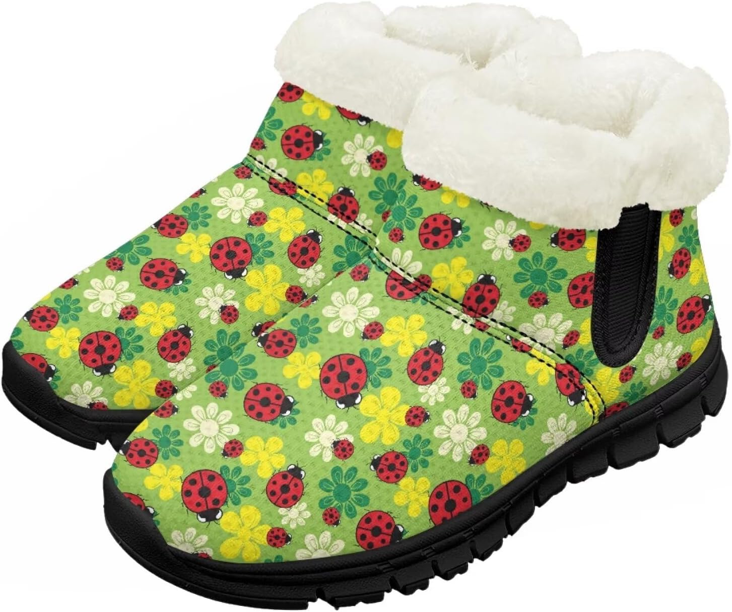 

Девочки Мальчики Зимние Сапоги Сноубутсы для Малышей Теплая Обувь с Меховой Подкладкой Модные Ботильоны Нескользящая Обувь Chririnla, Ladybug Flower