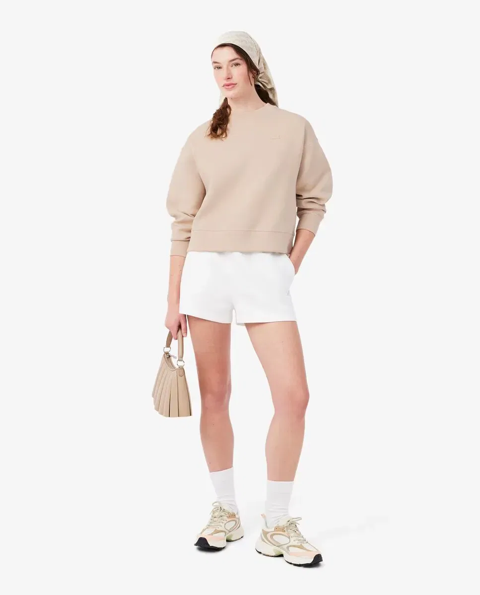 Свитшот женский Lacoste Beige оверсайз из двойного трикотажа — фото 4