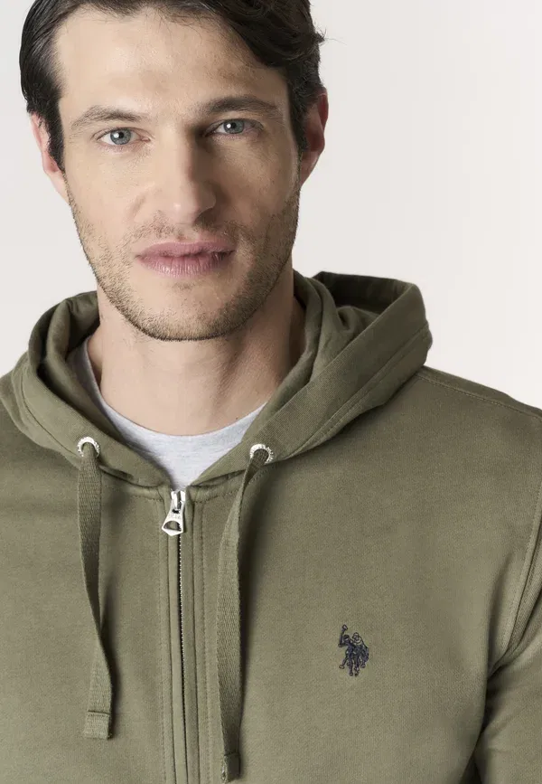 Худи на молнии, хлопок, Zip-up sweatshirt, U.S. Polo Assn., зеленый — фото 4